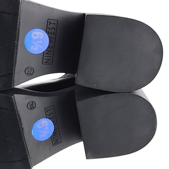 Nine West Women's Doleas Black Faux Leather Platform Slip On Ankle Boots Sz 6.5M - Picture 10 of 16